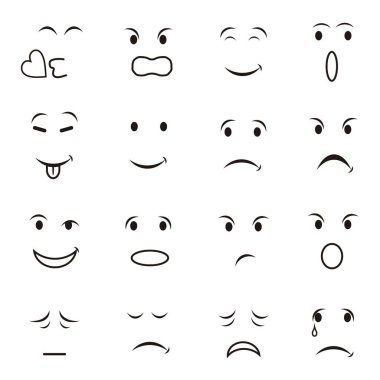 Set the Avatar Emoji Avatar Icon Lines. Contains Icons like Blinking Face, Tongue,Angry face, happy and more. Expanded stroke clipart