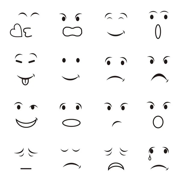 Set Avatar Emoji Avatar Icon Lines Berisi Ikon Seperti Wajah - Stok Vektor