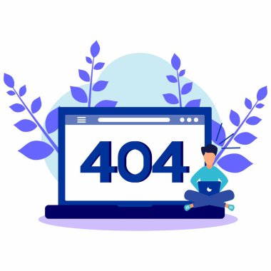 İş konseptinin vektör illüstrasyonu, hata 404, internetten kopuk, ulaşılamayan, üzgün iş adamı.