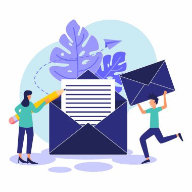 Web sayfası başlıkları için vektör illüstrasyonları, zarflar, mektuplar, sıralama, web mektupları veya hücresel servis düzeni.