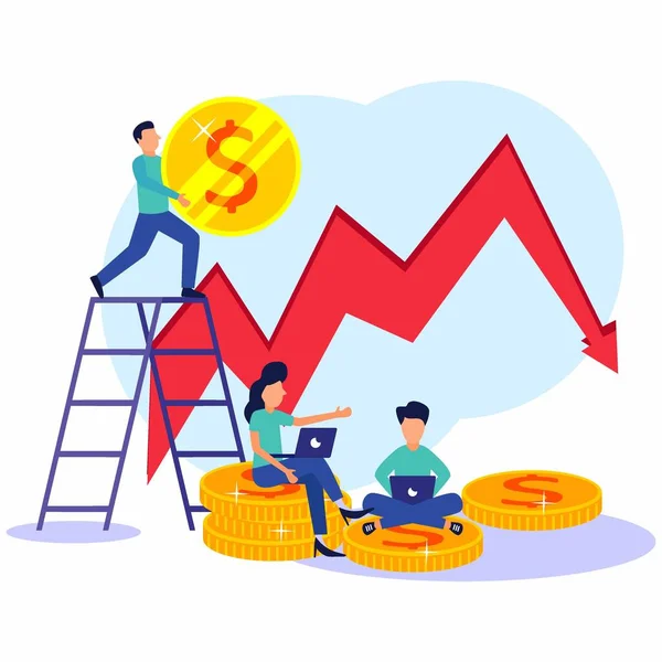 Management Fails Achieve Profit Disappointed Business People Coins Business Falling — Stock Vector