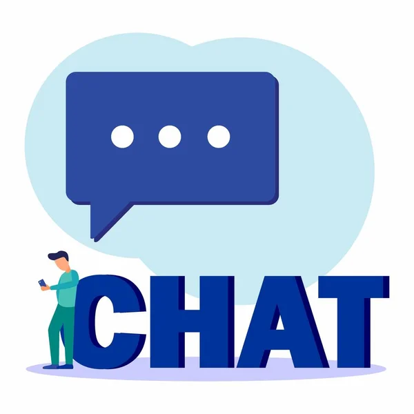 Ilustración Vectorial Fondo Azul Comunicación Través Internet Redes Sociales Chat — Archivo Imágenes Vectoriales