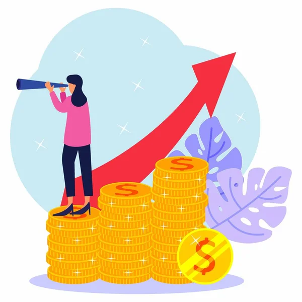 Finansal danışman uzaktan izlerken bir yığın madeni paranın üzerinde durdu. Başarılı yatırımcı veya girişimci.