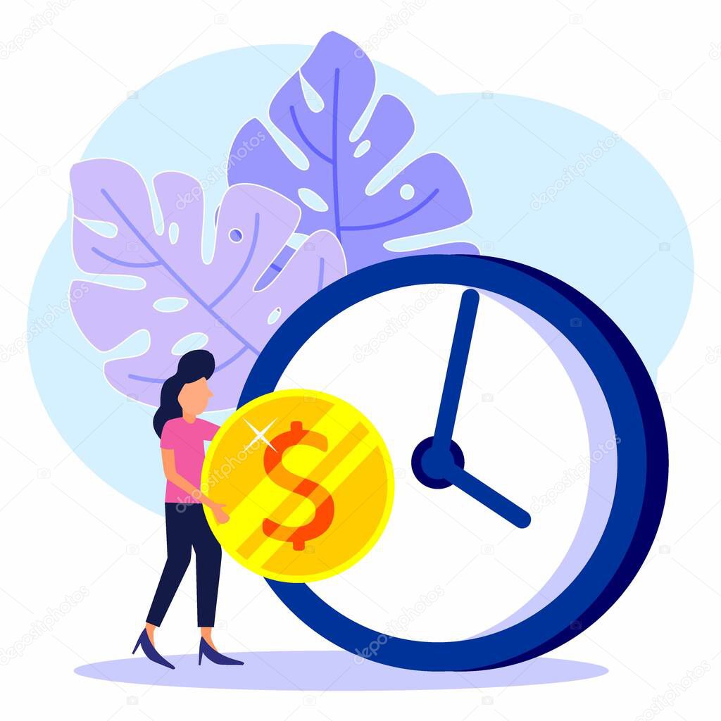 Time is money, business, and finance. Time management. Payment day, hour and money vector illustration-vector.