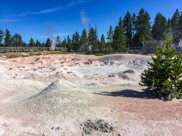 De actie van de zeepbel in de modder. Yellowstone — Stockfoto