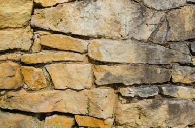 Taş duvar dokusu, eski bir kale ve mağara.