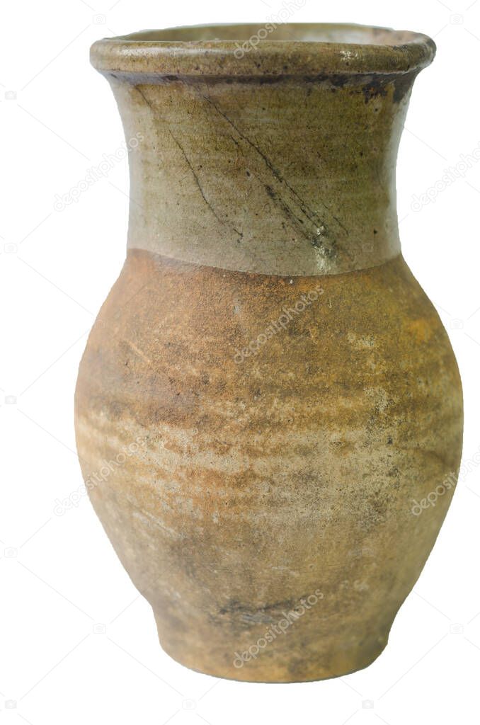 Antique vase, milk jug, isolated on white background