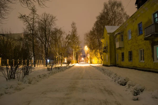 Ulice Večer Zimě Rusku — Stock fotografie