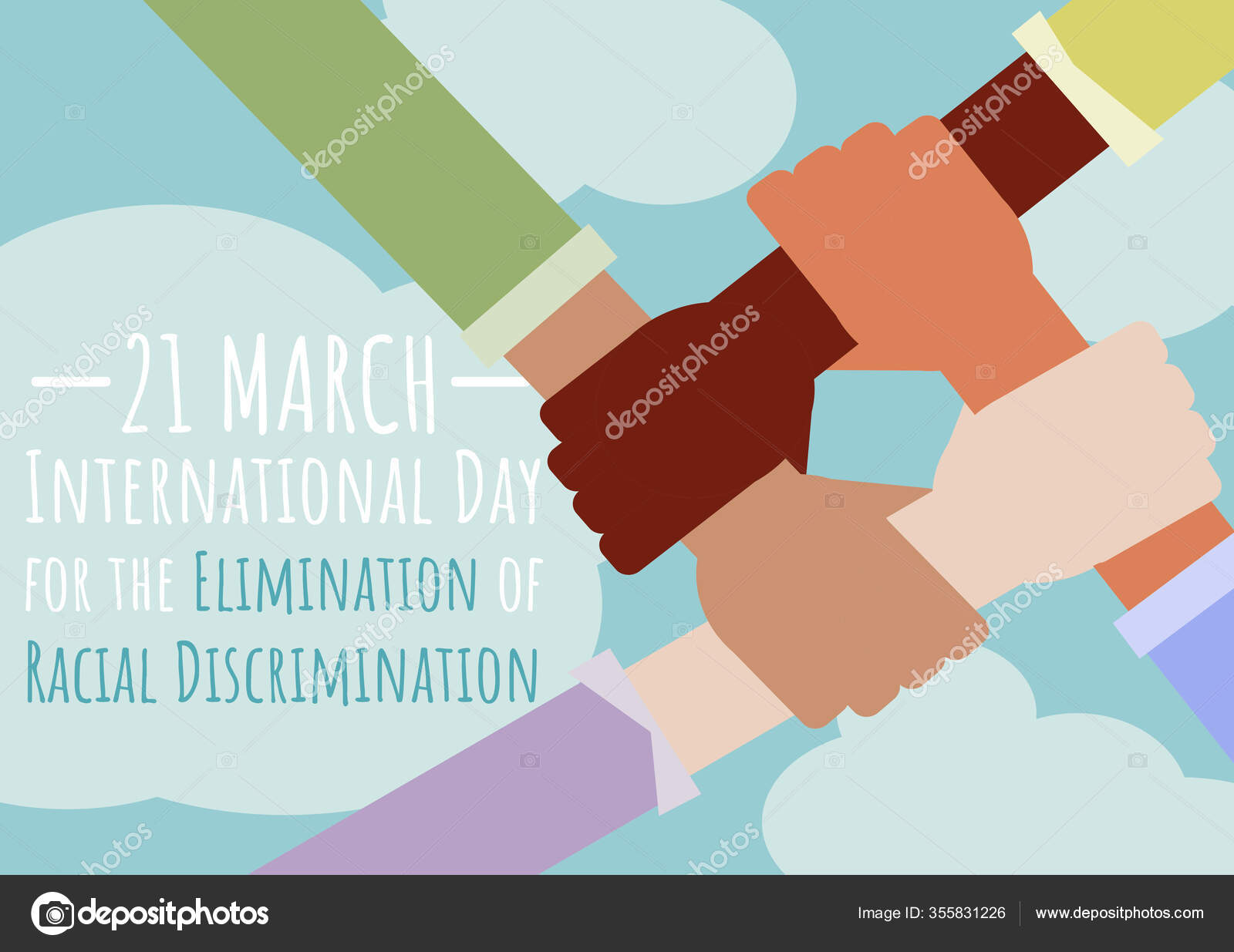 Marts Den Internationale Dag Afskaffelse Racediskrimination Vector Flad Stopper Stock Vector by ©Wangusha 355831226