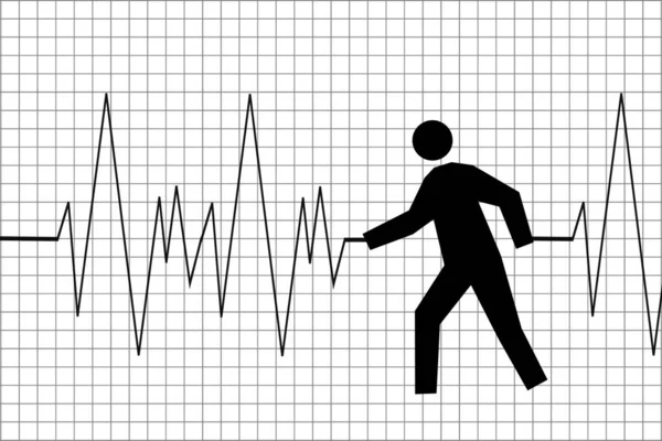 Heartbeat Man Man Hold Life Pulse Man Simple Illustration Concept — Stock Photo, Image