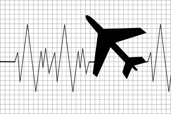 Pulse Airplane Cardiogram Airplane Simple Art Illustration — Stock Photo, Image