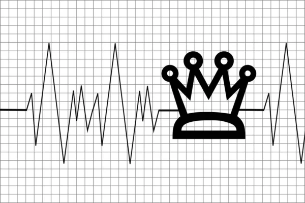 Puls Och Korona Kardiogram Och Krona Enkel Konst Illustration — Stockfoto