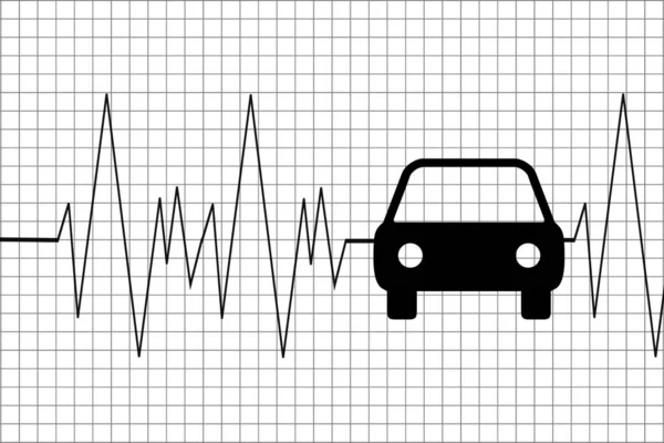 Pulse Car Cardiogram Car Simple Art Illustration — Stock Photo, Image
