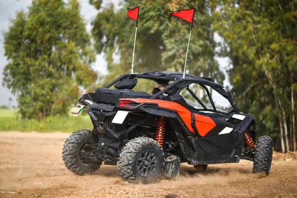 Atv 4X4 All Wheel Drive Forest Action Red Atv Forest Royalty Free Stock Photos