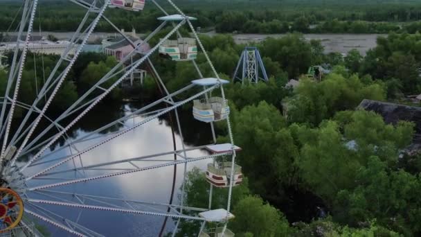 Aerial Abandoned Amusement Park New Orleans Louisiana — Stock Video