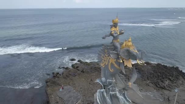 Aéreo Ganesh Estatua Eco Playa Bali Indonesia — Vídeo de stock