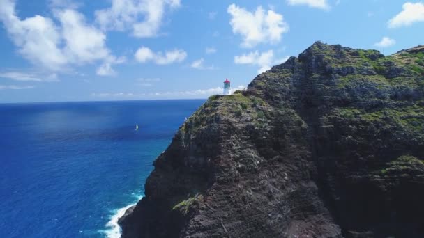 Antena Latarni Morskiej Makapuu Point Oahu Hawaje — Wideo stockowe