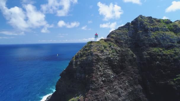 マカプ ポイント灯台の空中ハワイ — ストック動画