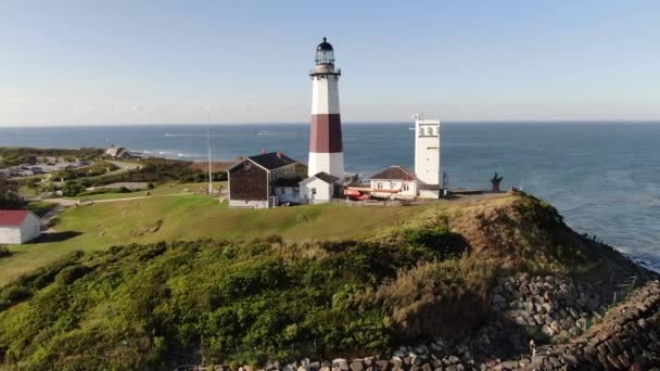 Aerial Montauk Lighthouse New York — Stock Video