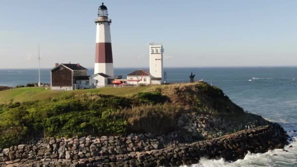 Aerial Montauk Lighthouse New York — Stock Video