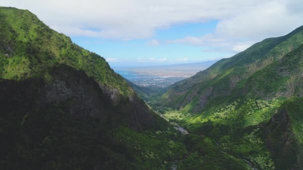 Aerial Mountains Oahu Hawaii — Stock Video