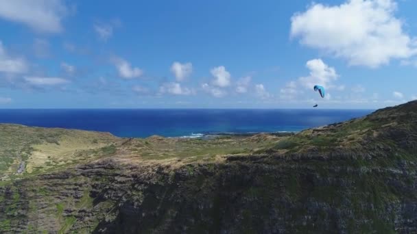 Antenne Eines Fallschirmspringers Oahu Hawaii — Stockvideo