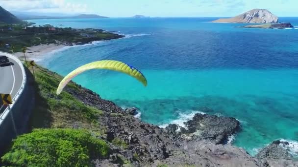Antena Paraquedas Oahu Hawaii — Vídeo de Stock
