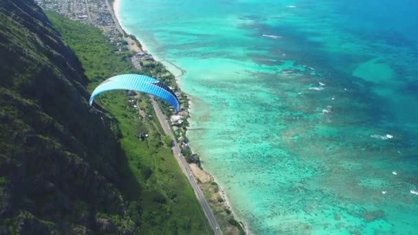 Antena Paraquedas Oahu Hawaii — Vídeo de Stock