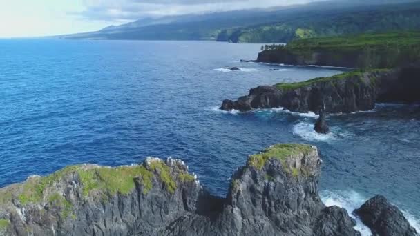 マウイ ハワイでの岩の形成の空中 — ストック動画