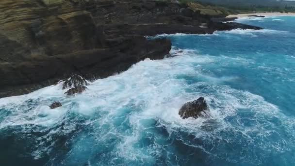 Antenne Von Felsigen Klippen Oahu Hawaii — Stockvideo