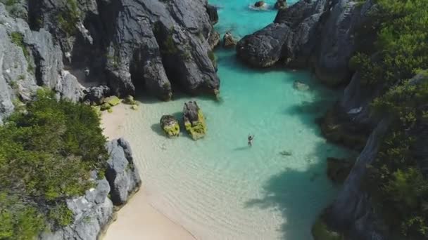 Bermuda Antenn Strand Landskap — Stockvideo