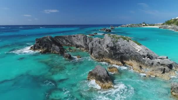 Bermuda Luchtfoto Strand Landschap — Stockvideo