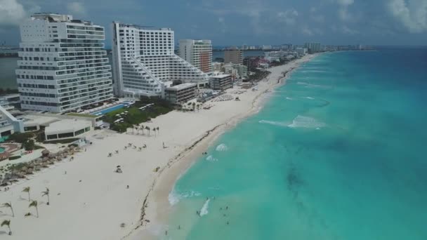 Flyover Εναέρια Της Zona Hotelera Cancun Μεξικό — Αρχείο Βίντεο