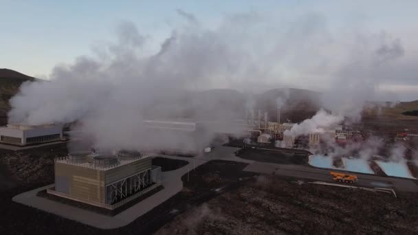 Geothermal Power Station Landscape — Stock Video