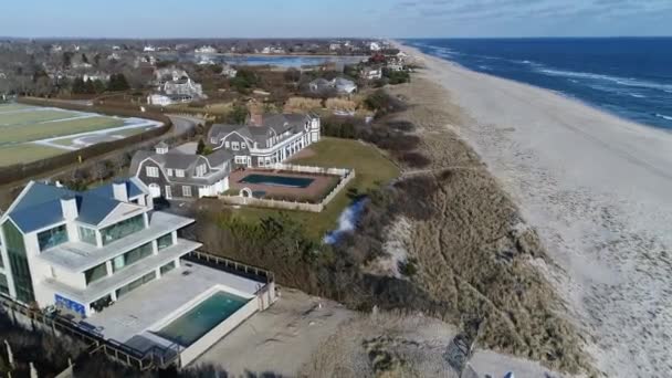 Hamptons Frente Playa Aérea — Vídeo de stock