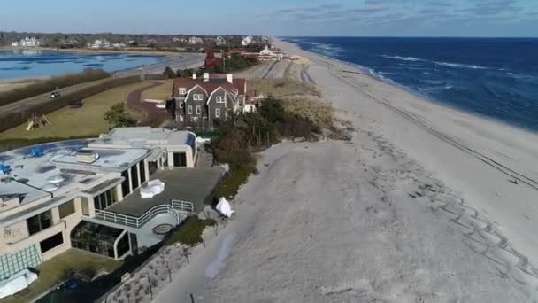 Hamptons Beach Front Aerial — Stock Video