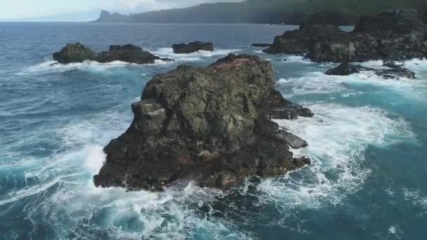 Hawaii Klippor Grov Vatten — Stockvideo