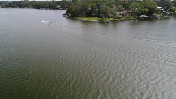 Zdjęcia Lotnicze Jeziora Wirginia Zimowym Parku Floryda — Wideo stockowe