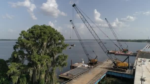 Aerial Waterway Bridge Construction Orlando Florida — Stock Video