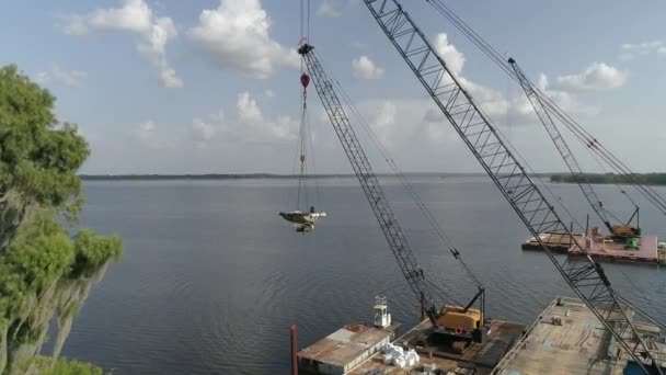 Antenne Einer Wasserstraßenbrücke Bau Orlando Florida — Stockvideo