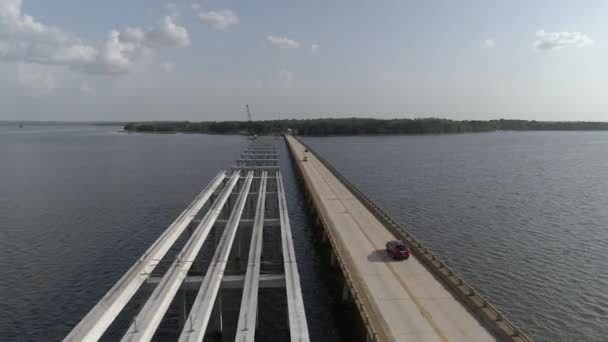 Aerial Waterway Bridge Construction Orlando Florida — Stock Video