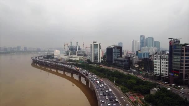 Han River Seoul Südkorea Ichon Dong Seogang Bridge — Stockvideo