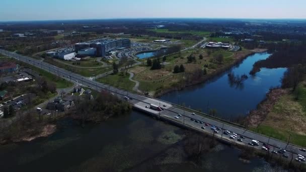 Flyover Water Bridge Princeton New Jersey — Stock Video