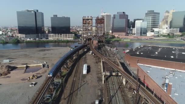 Nog Steeds Antenne Van Newark New Jersey Train — Stockvideo