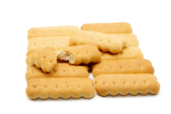 Biscotti Magri Una Dieta Con Biscotto Rotto Uno Sfondo Bianco — Foto Stock