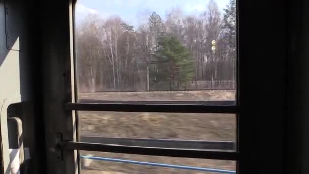Тамбор Поезда Двери Окна Движении — стоковое видео