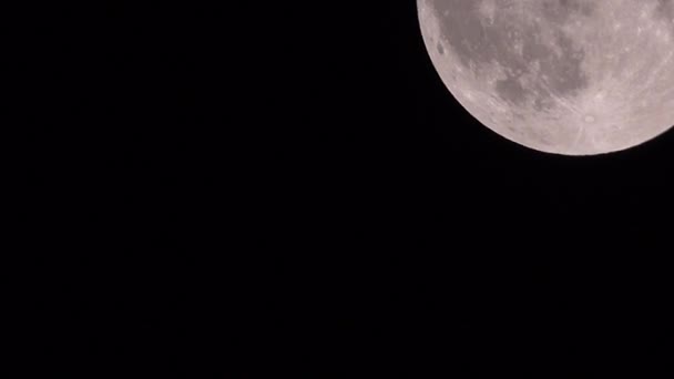 Луна Черном Фоне Большими Кратерами — стоковое видео