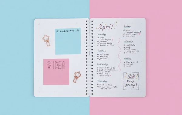 Concept Schedule One Week List Notepad Colorful Stickers — Stock Photo, Image