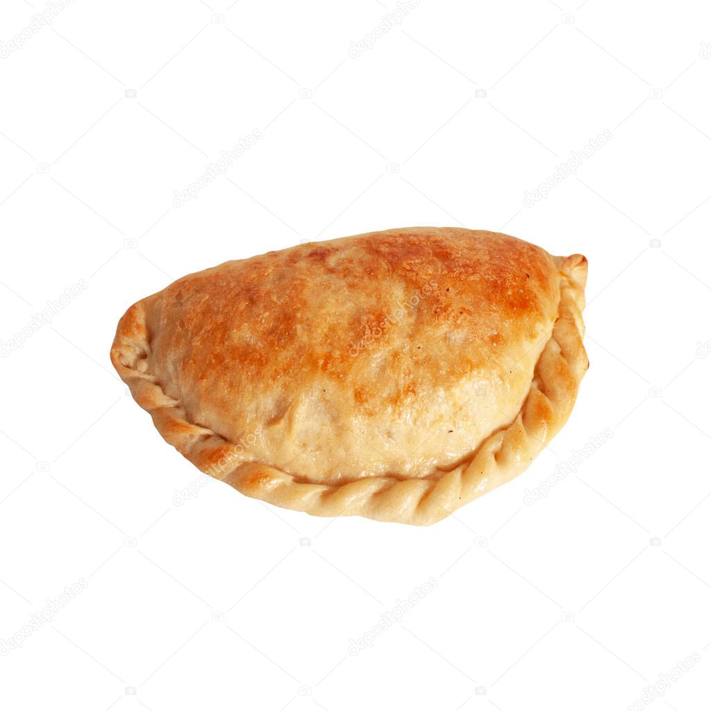 Traditional Russian baked pies pirozhki. Isolated on a white background