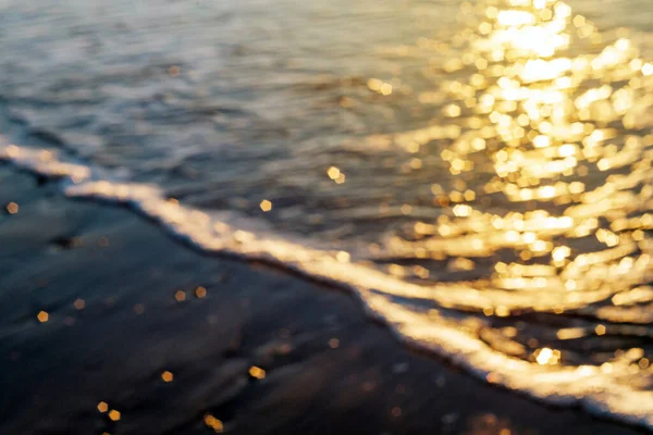 Beau Paysage Bokeh Coucher Soleil Reflété Sur Rivage Mer — Photo